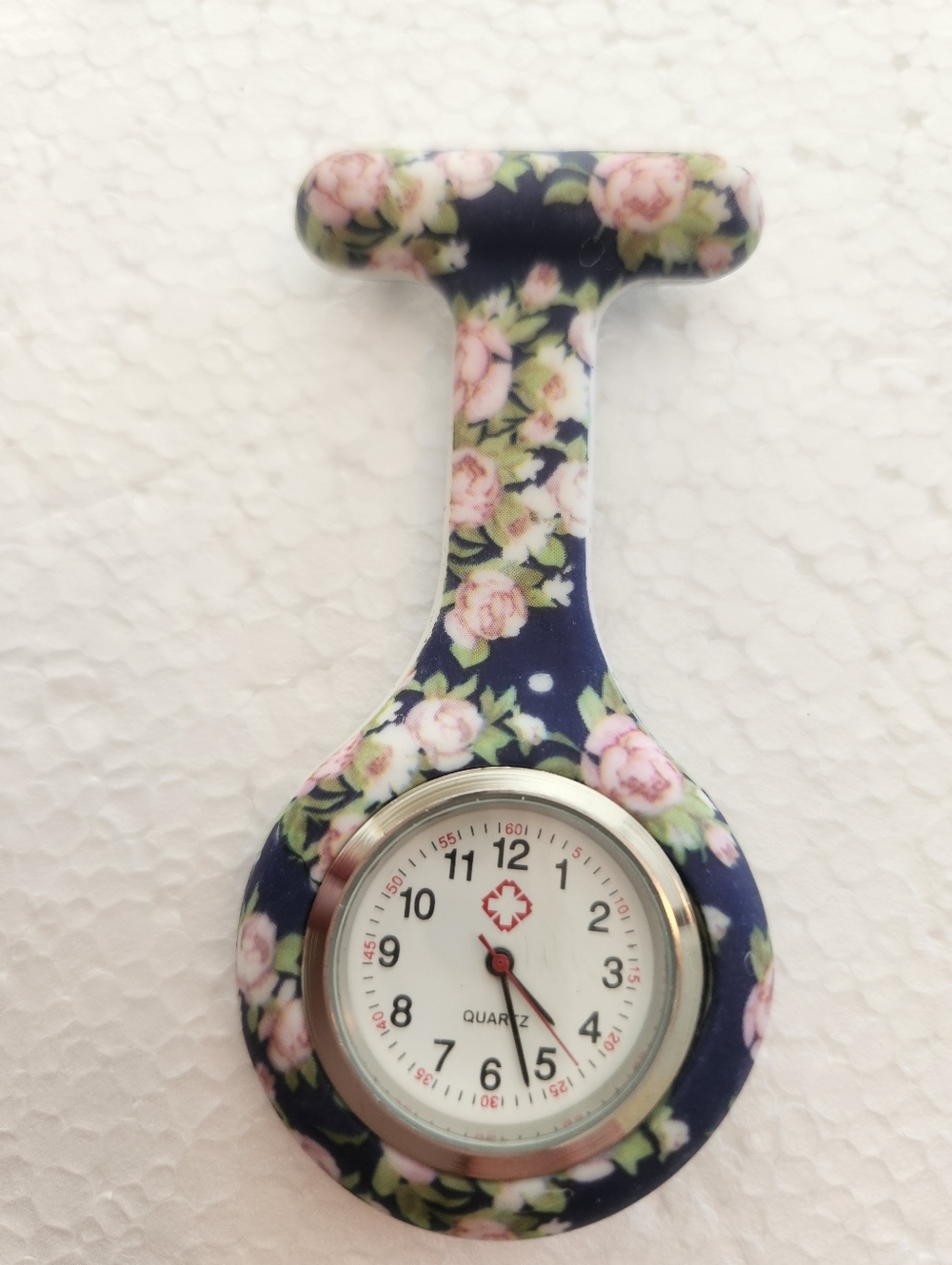 Floral Navy Silicone Nurse Fob Watch - Unbranded
